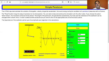 College Physics Lectures, Walter Fendt Simple Pendulum