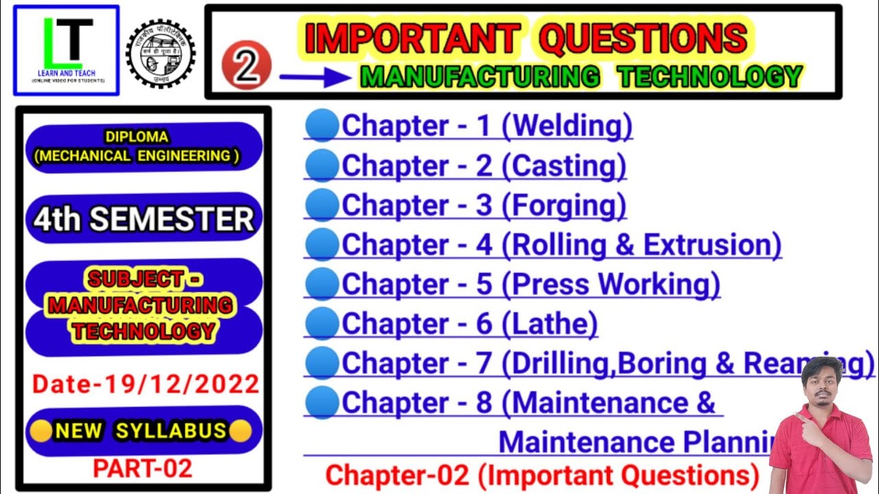 Manufacturing Technology|| Important Questions || 4th Semester [Part-02]|Chapter-02