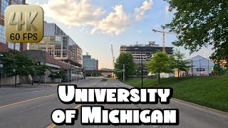 Driving Around the University of Michigan Campus and downtown Ann Arbor in 4k Video