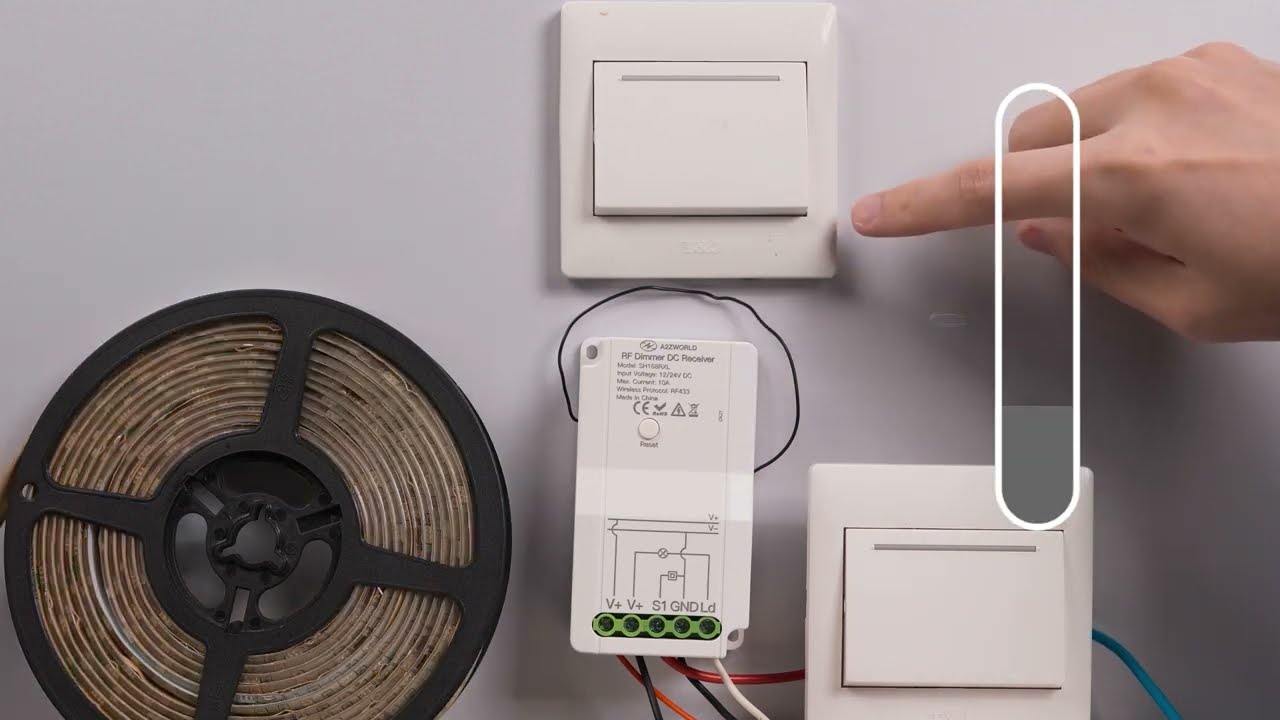 Interruttore E Led Dimmer Radio Frequenza, RF433 Senza Fili, Dimmer Con PUSH E RF, Compatibile Con Tutti Pulsante Normalmente Aperto (Ricevitore