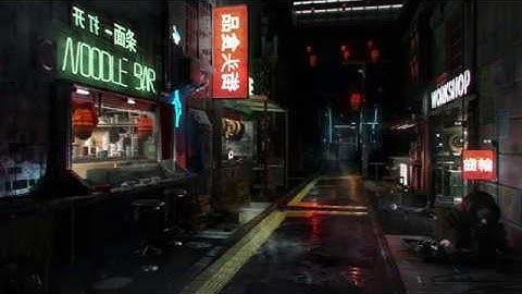 3D Cyberpunk Alleyway [with Breakdown] - MAYA/VRAY