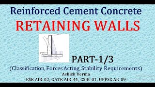Design of RCC Retaining Wall|Classification|Design Considerations|Stability Requirements|Part-1/3