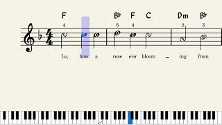 Lo, How a Rose E'er Blooming - Easy Keyboard Sheet Music with Letters