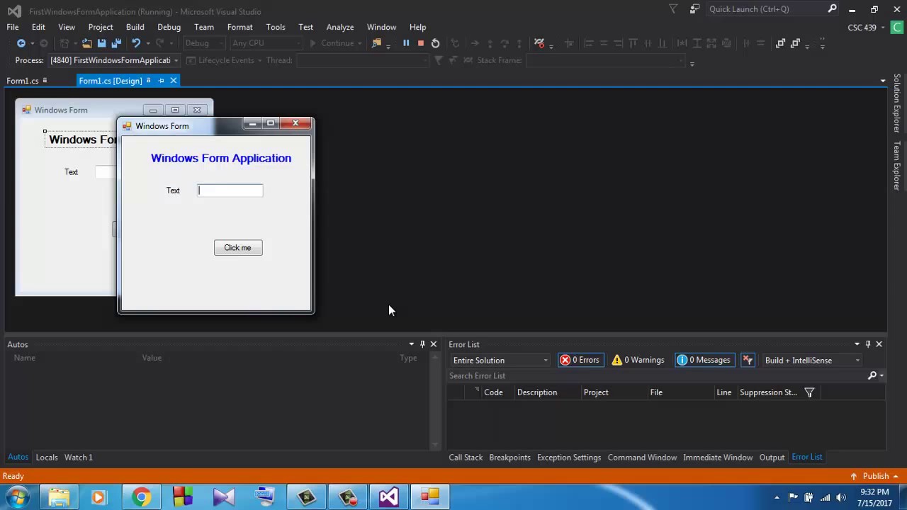 Create a Windows Forms app with C# - Visual Studio (Windows)