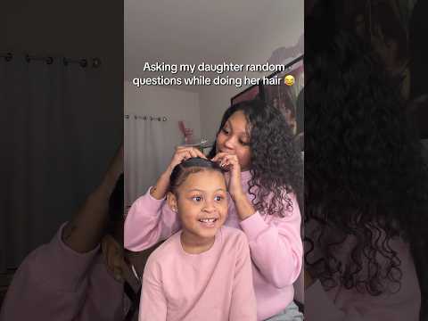 Asking my 5 year old random questions while doing her hair 😂 **SUPER FUNNY REACTION **