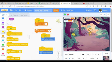 coding monkey eating a banana in scratch