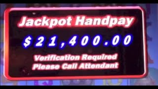 21 400 WIN Slot Machine Bonus on the Red Rooster at the Bellagio in Las Vegas