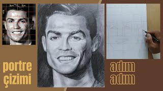 Ronaldo Nasıl Çizilir Kolay | Karakalem Portre Çizimi Nasıl Yapılır | How To Draw CR7