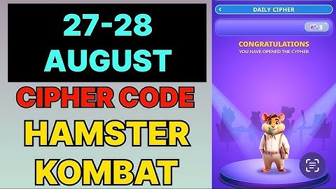 Hamster Kombat Dev Game Daily Cipher 27 & 28 August | Hamster Kombat Daily Cipher Code 27 August 
