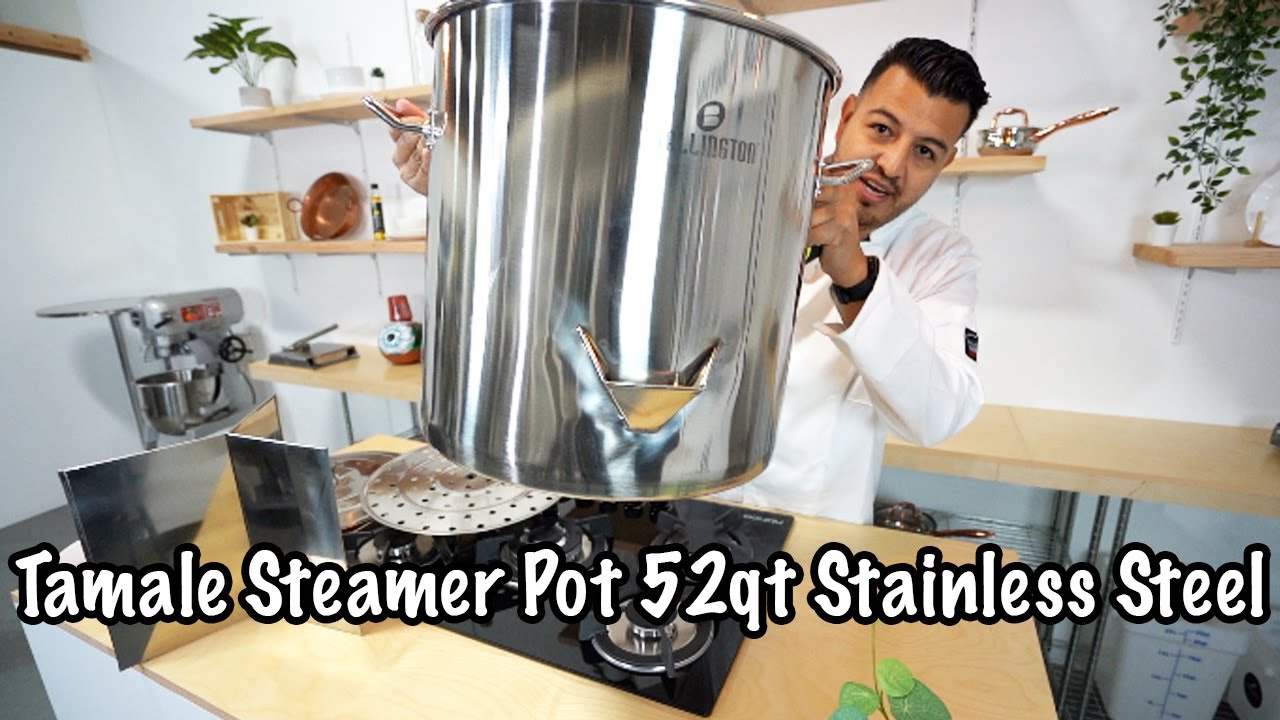 Steamer Pot 50 Qt Stainless Steel Tamale Vaporera with Steam Rack