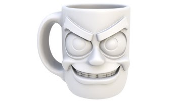 3D model of a smiling mug. A emotional mug. Superhive, CGtrader, Cults3d (no sound)
