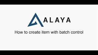 How to Create Item With Batch Control
