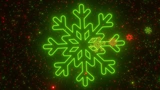 Flying Through Christmas Colored Neon Glowing Snowflake Shapes Tunnel 4K DJ Visuals Loop Background