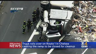 Tractor-Trailer Loaded With Trash Overturns In Chelsea