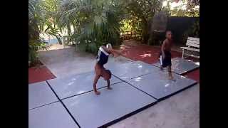 backflip 5 and 8 year old kid backflip and handspring NEW!! part 1