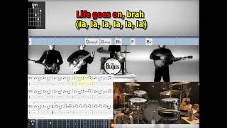 Ob-La-Di, Ob-La-Da Beatles drum and bass lyrics chords bass tab notes