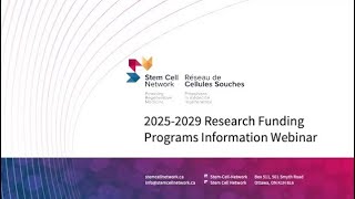 Stem Cell Network webinar on national research funding competition in regenerative medicine