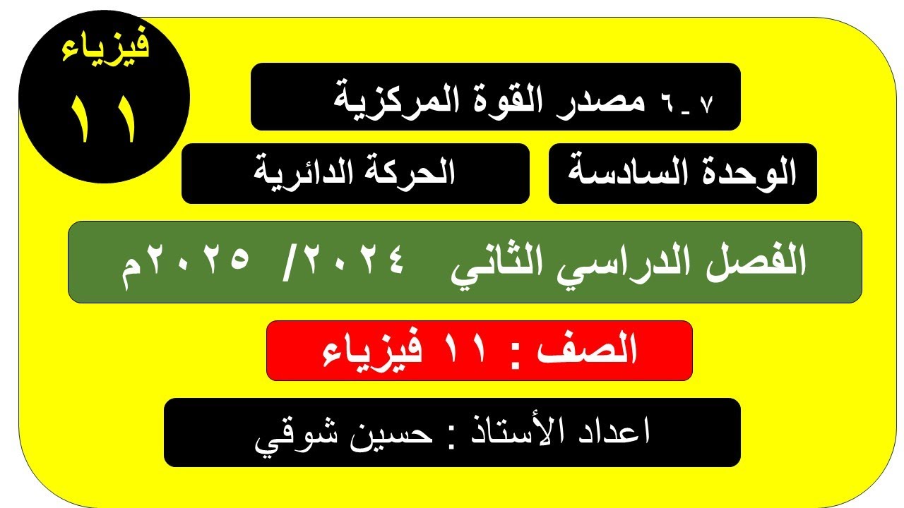 درس ( 7 __ 6 )   مصدر القوة المركزية   ـ( فيزياء )   الصف11  ( الفصل الدراسي الثاني )