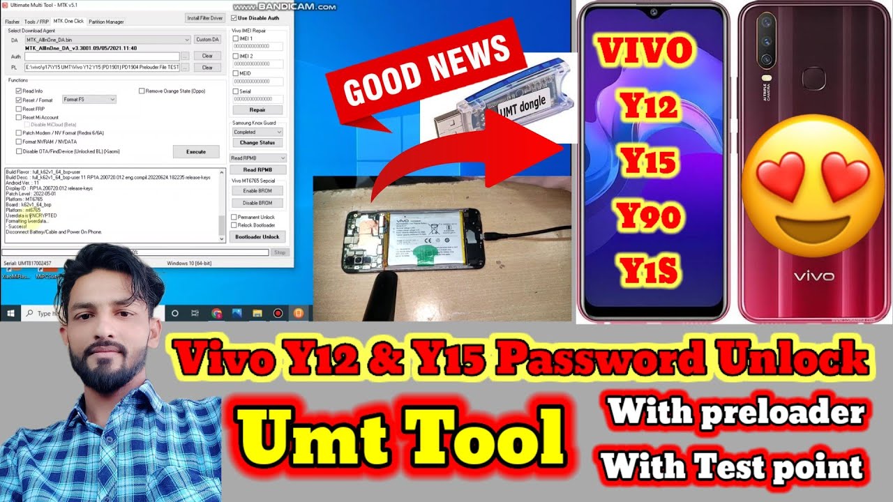 Vivo Y12,Y15 Latast Security Password Unlock Umt Tool With Test point