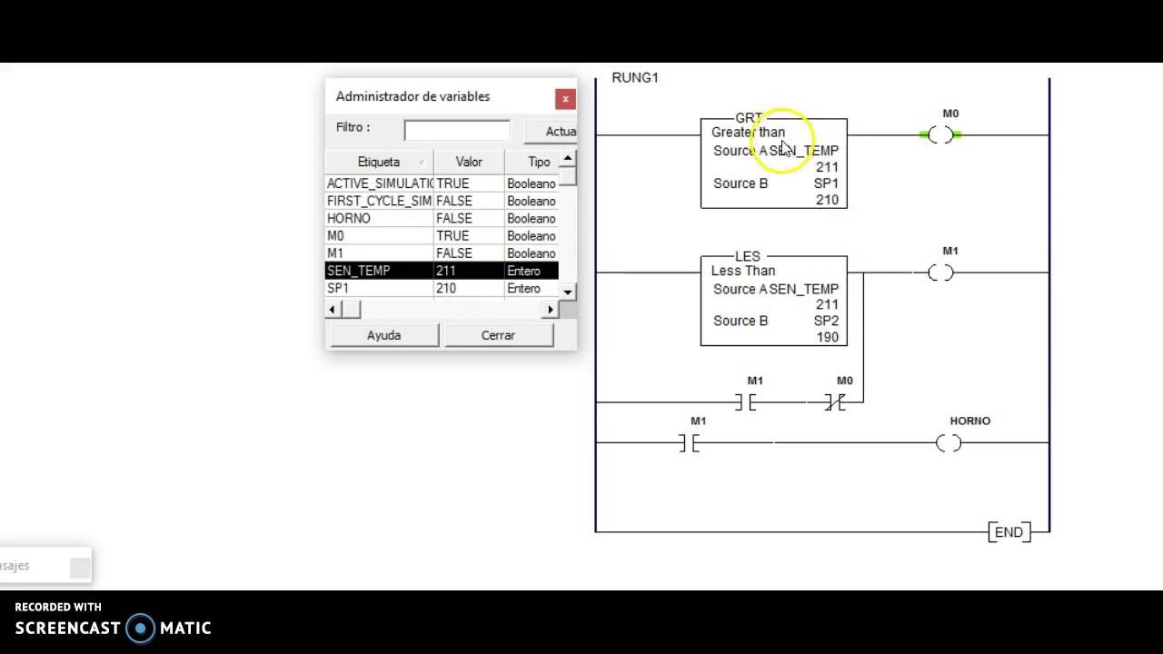 Ladder Control on/off Con Histéresis - YouTube