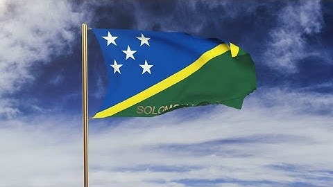 4K Solomon Islands flag with title waving in the wind. Looping sun rises style. Animation loop