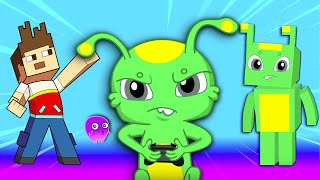 Groovy The Martian \& Phoebe -  Groovy is playing minecraft video game!
