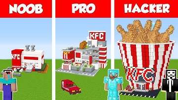 KFC FAST FOOD RESTAURANT HOUSE BUILD CHALLENGE - NOOB vs PRO vs HACKER / Minecraft Battle Animation