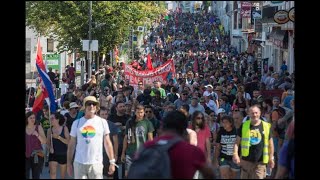 Après les heurts de la veille, les anti-G7 ont manifesté dans le calme d'Hendaye à Irun