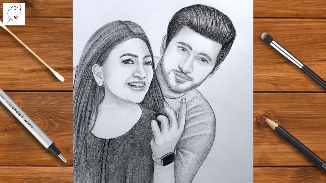 How to draw a Very Cute Couple Drawing / step by step | Pencil Sketch ...