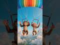 two monkeys flying in sky🙈 | #cartoon #kidsvideo #ai