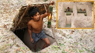 Build The Most Beautiful Secret Underground Bamboo House By Ancient Skills