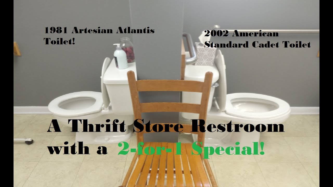 Thrift Store Restroom with a 2002 American Standard Cadet and a 1981