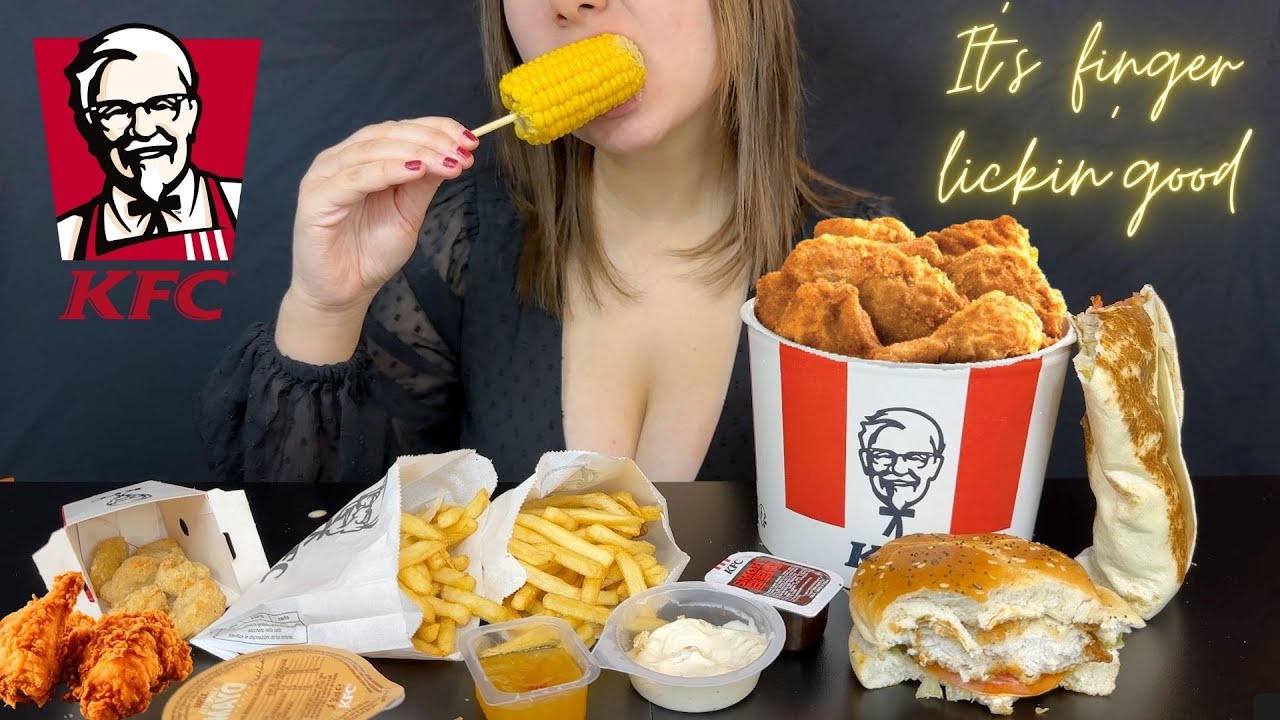 ASMR MUKBANG KFC CORN ON THE COB WRAP BURGER FRIES AND MORE CRISPY!! (no talking)