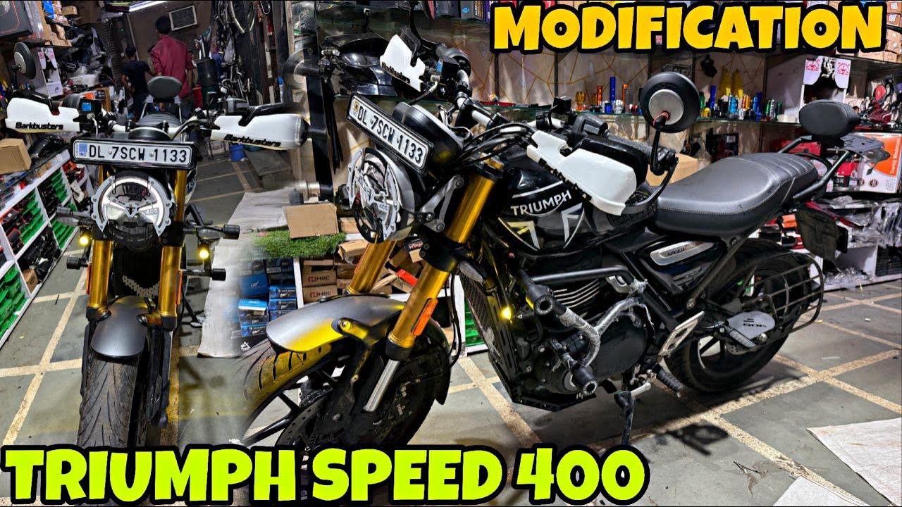 TRIUMPH SPEED 400 ko kardia Decent Loaded Modified | Full Safety Modification | TopRack | Backrest |