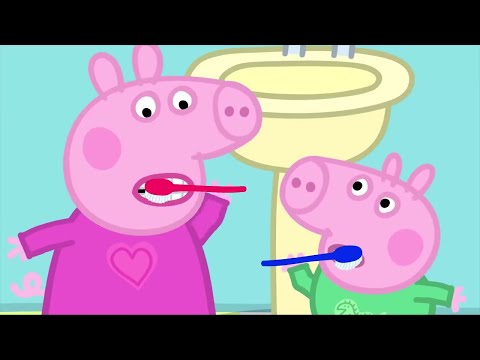 PEPPA AND GEORGE BRUSH THEIR TEETH