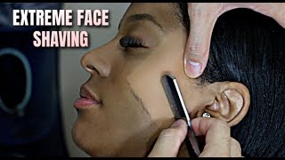 SHAVING A BLACK WOMAN&#39;S FACE *EXTREME* | Straight Razor Tutorial HD!