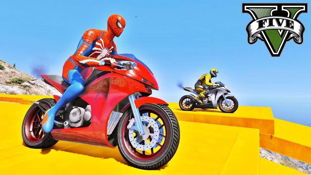 Jogo de moto do homem aranha, corrida de moto com obstáculos dos super  heróis, simulador de moto 