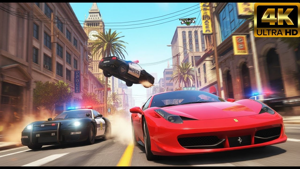 Ferrari vs. Police : The Epic GTA 5 Stunt Chase - YouTube