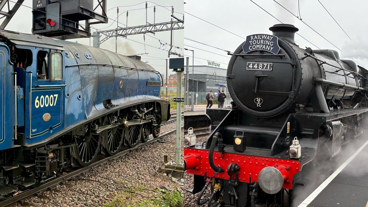 LNER A4 60007 ‘Sir Nigel Gresley’ & LMS Black 5 44871 On The ECML At Peterborough - 15/11/25 (4K)