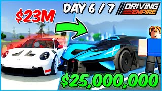 Going From Poor to BUGATTI BOLIDE in ONE WEEK (Day 6) | Roblox Driving Empire