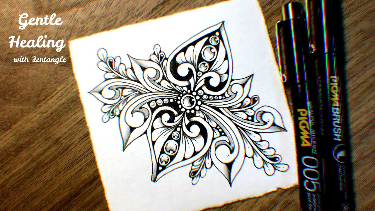 Zentangle Shading Tutorial 【Zentangle Inspired Art】Gentle Healing – Symmetrical Flow & Soft ...