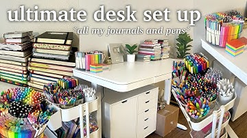 *aesthetic* desk makeover✍🏻🌿🎨 organizing all of my journals and pens!!