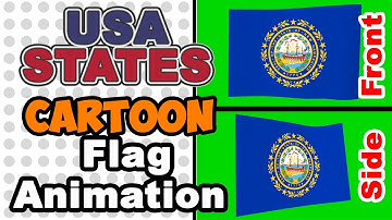 Simple flat looping animation of New Hampshire flag over green screen. (USA states flag animation)