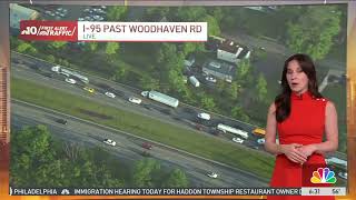 Truck crash leaves traffic slowed on I-95 near Bucks County, Philly border