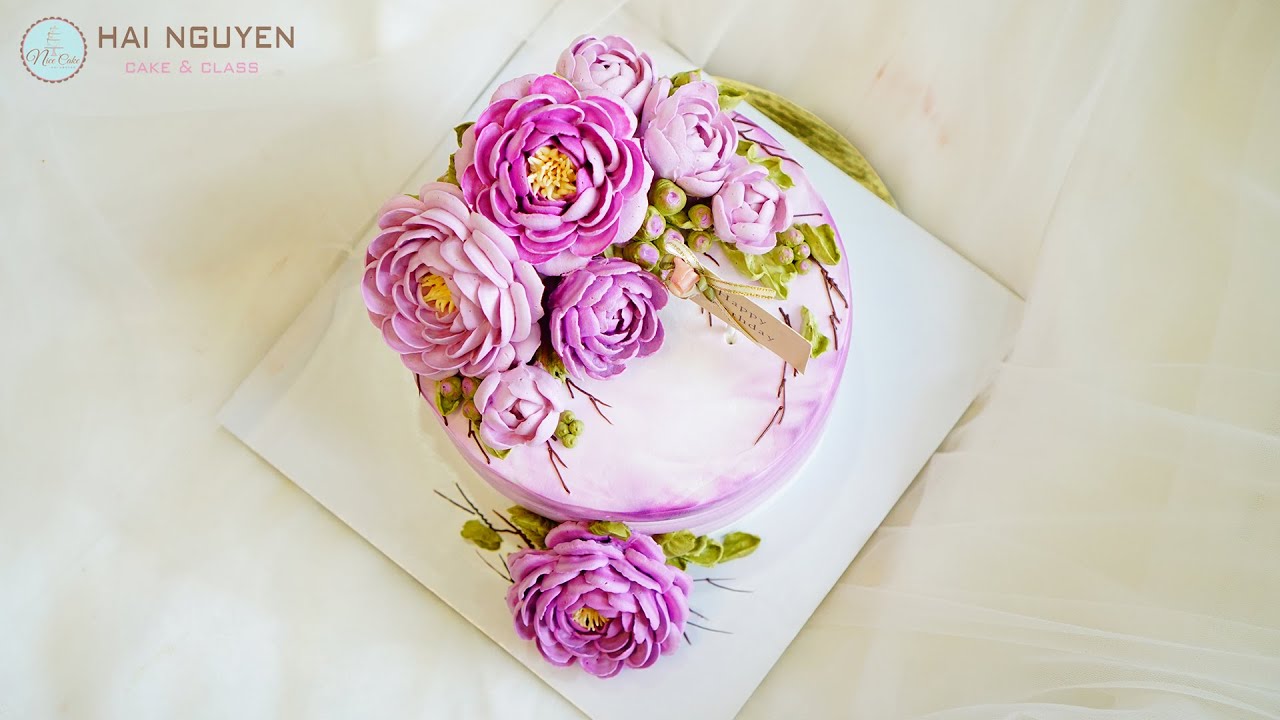 Decorate Beautiful Camellia Cake | Bánh Hoa Trà Sắc Tím Trang Trí Nhẹ Nhàng Tinh Tế