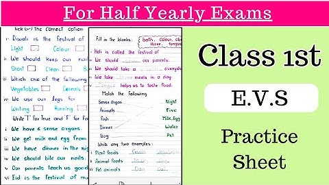 Class 1 EVS Worksheet for Half Yearly Exam// EVS Class 1 || EVS Worksheet for Class 1