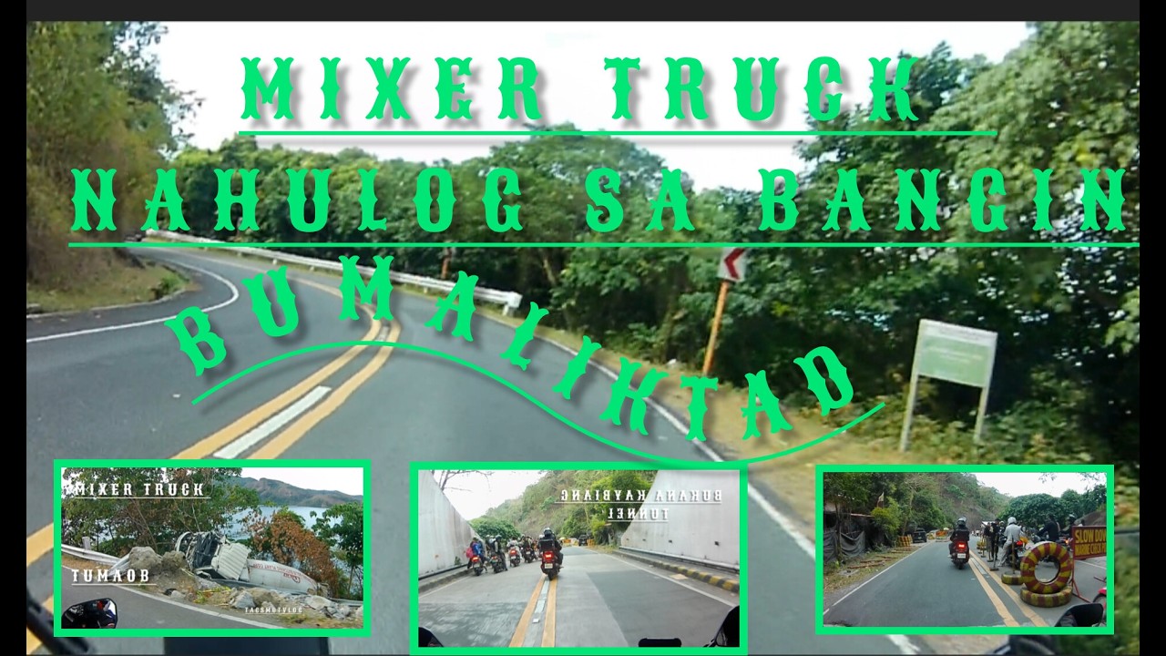 MIXER TRUCK NAHULOG SA BANGIN NASUGBO BATANGAS BUMALIKTAD