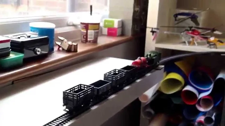 Tran-Office-Railway using Ikea shelves and Hornby trains and track