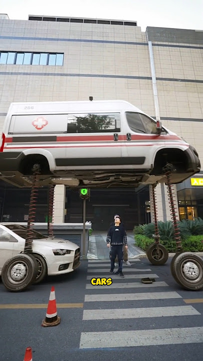 The ambulance car is flying in the air 👺😵 #shorts