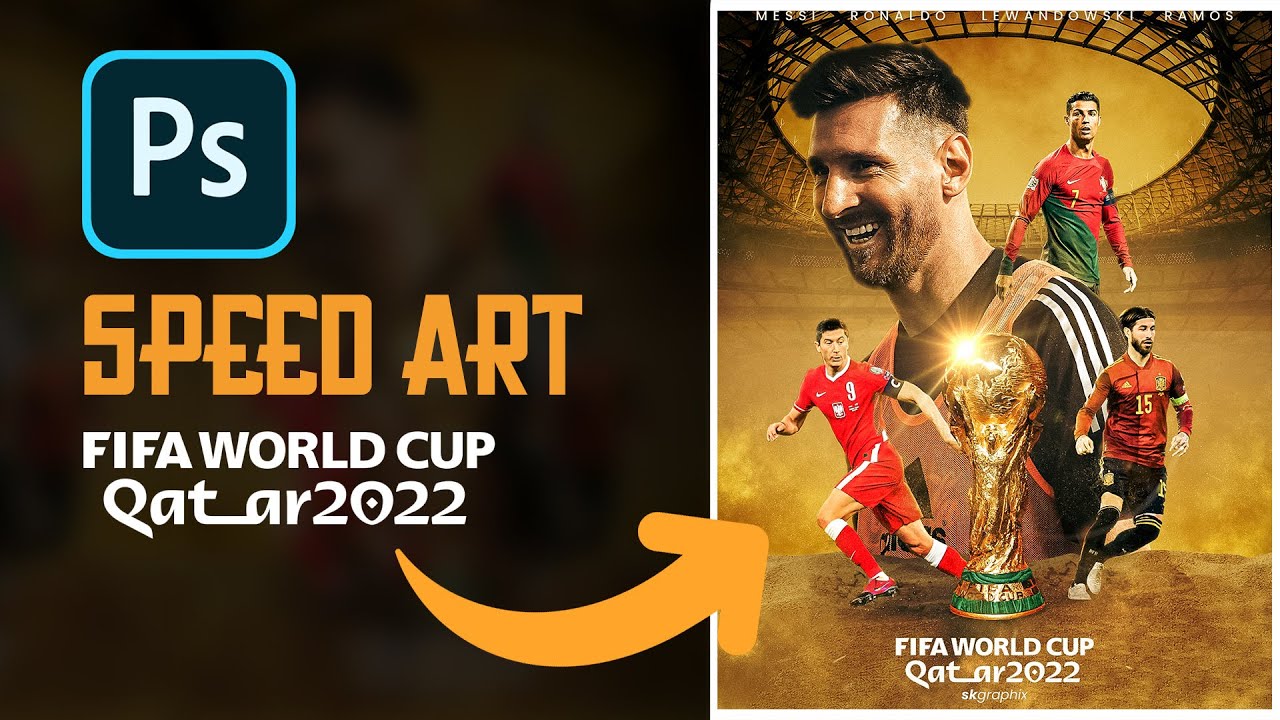 WORLD CUP 2022 Poster in Photoshop I Graphic Design I Sports Design I World  Cup 2022 